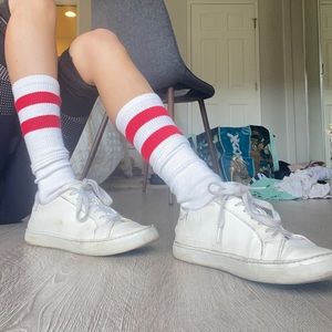 White below the knee socks